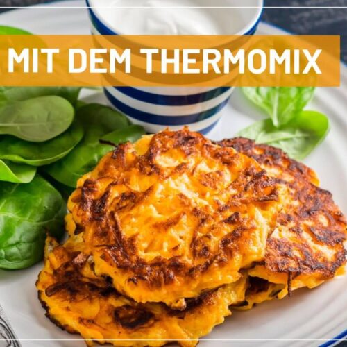 Süßkartoffel Fritters mit Joghurt-Dip, Thermomix Rezept für 1 Person Meal Prep