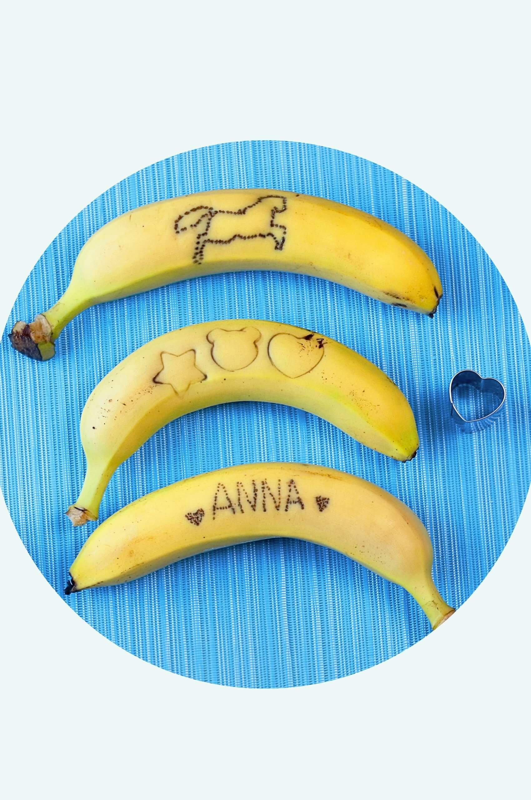 Bananen Tattoo gestalten als Pausensnacks - Banane tätowieren gesunder Kindersnack