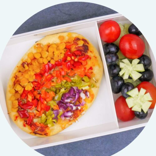 Mini Pizza Regenbogen Piccolinis in Kinder Lunchbox Pausendose Meal Prep für Kinder