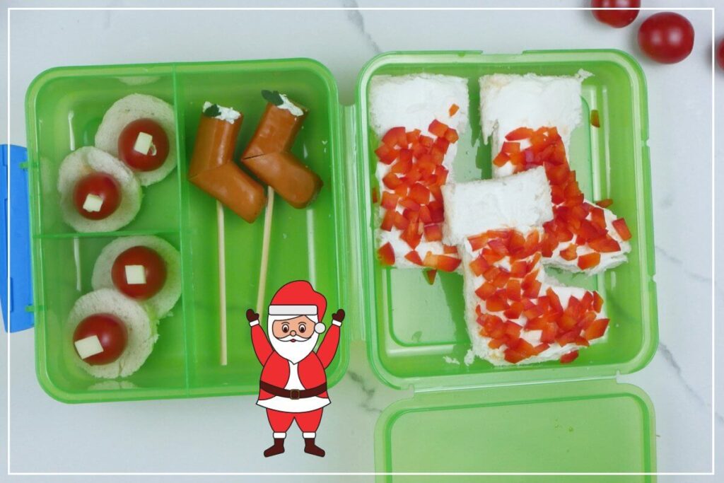 Nikolaus Lunchbox für Kinder Anleitung für Weihnachtsmann Snacks